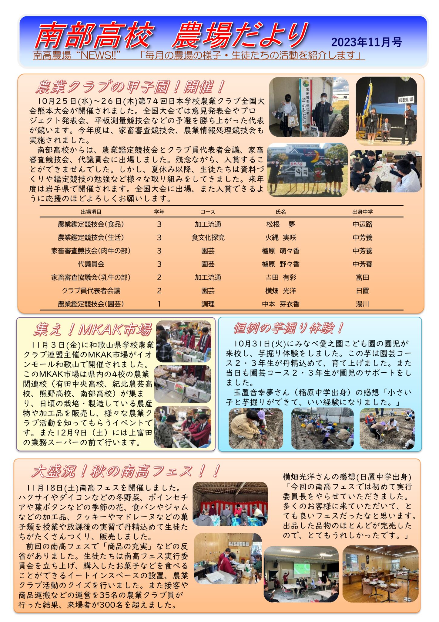 農場だより2023年11月号